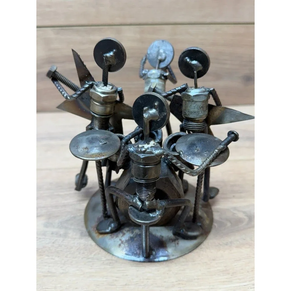 Metal Nuts and Bolts 4 Piece Rock Band Sculpture Figurine Steampunk